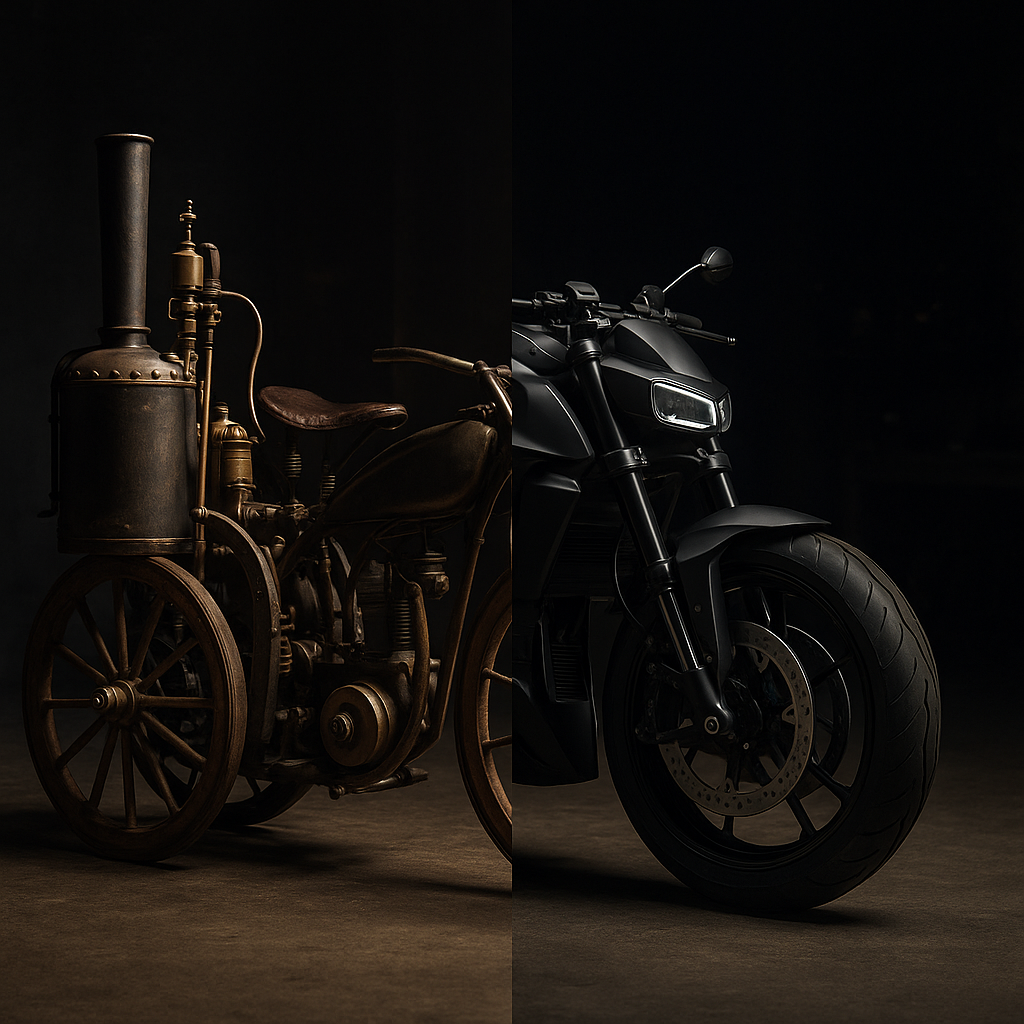 De la première moto à vapeur aux motos électriques : 150 ans d&rsquo;évolution